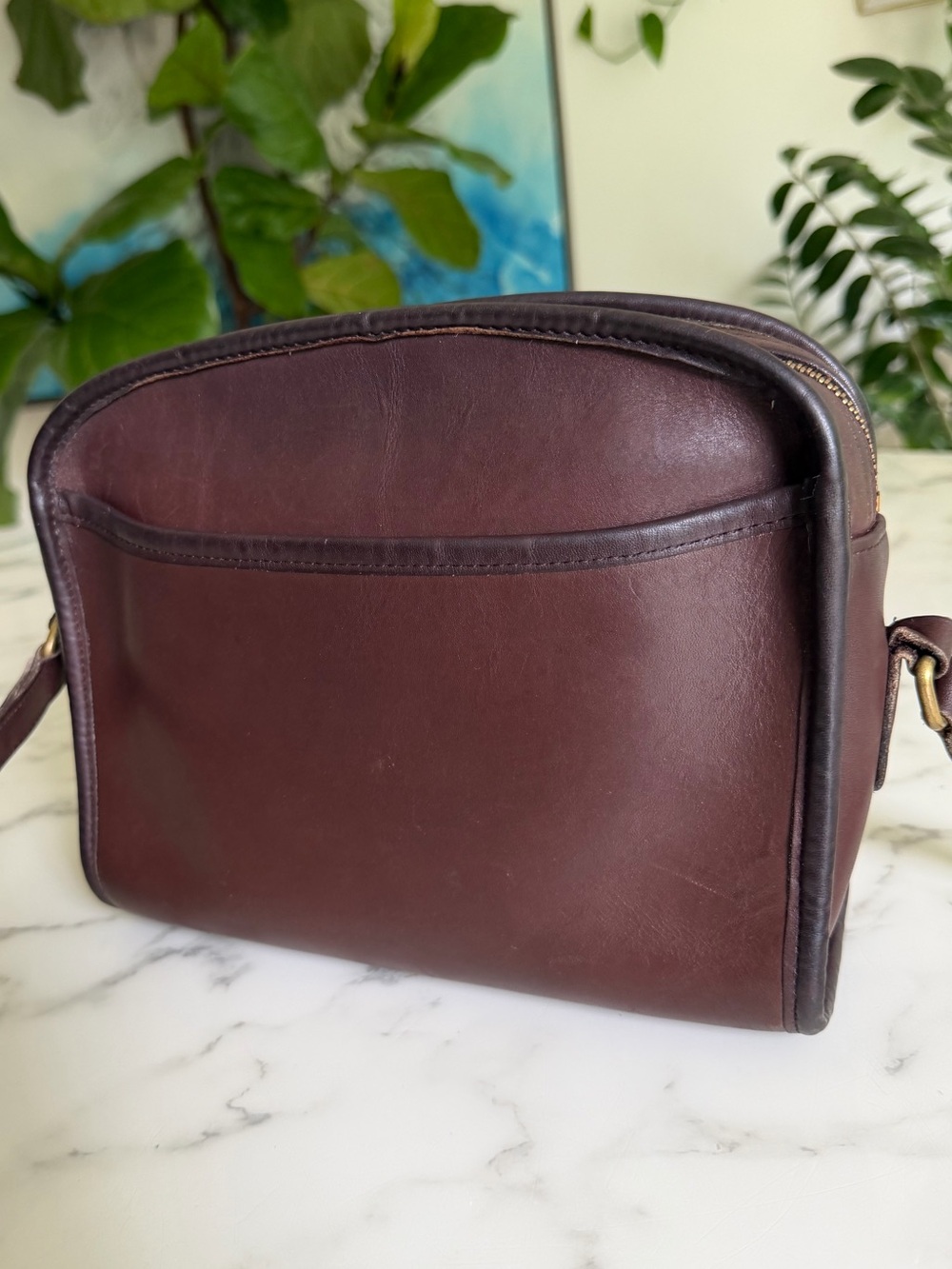 Coach Vintage Metropolis Zip Crossbody Bag 9087 Mahogany Leather 90's w/ Key Fob - Picture 3 of 16